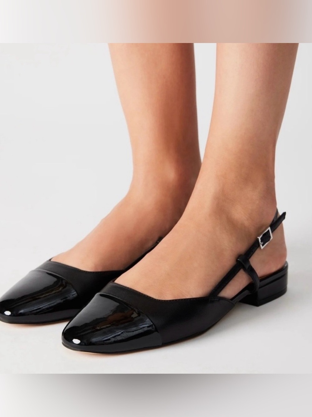 Steve Madden Black Patent Leather Slingback Flats